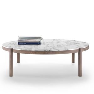 table basse contemporaine / en bois / en marbre / ronde