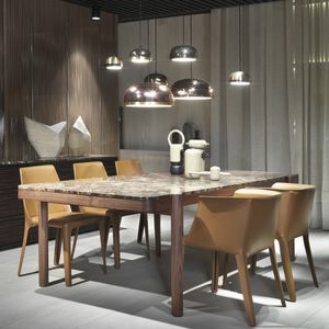 table à manger contemporaine / en bois / en marbre / rectangulaire