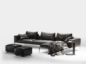 canapé modulable / contemporain / en tissu / en cuir