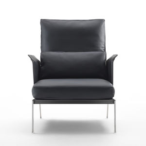 fauteuil contemporain / en métal / en tissu / en cuir