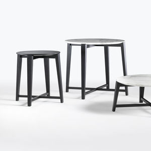 table d'appoint contemporaine / en marbre / en bois massif / ronde