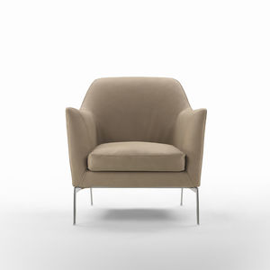 fauteuil contemporain / en métal / en tissu / en cuir