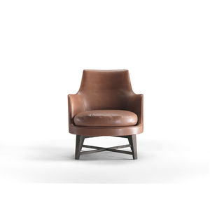 fauteuil contemporain / en bois massif / en métal / en tissu