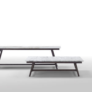 table basse contemporaine / en marbre / en bois massif / rectangulaire
