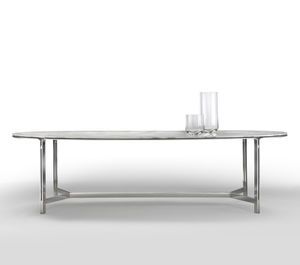 table à manger contemporaine / en métal / en marbre / ovale