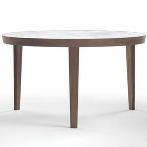 table à manger contemporaine / en marbre / en bois massif / ronde