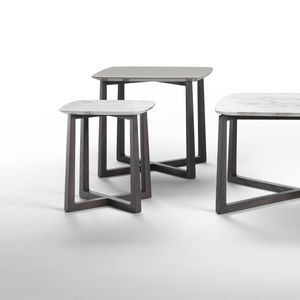 table d'appoint contemporaine / en marbre / en bois massif / rectangulaire