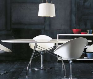 table contemporaine / en MDF / en acier / en stratifié