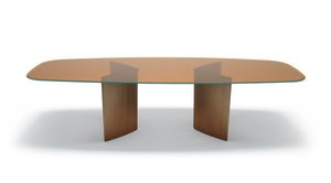 table contemporaine / en chêne / en verre / en marbre