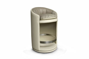 tabouret de bar contemporain / en cuir / beige