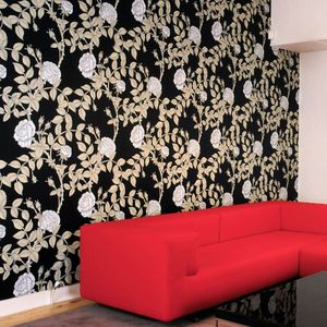 papiers peints traditionnels / à motifs floraux / ignifuges / noirs