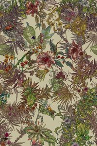 tissu d'ameublement / pour rideaux / à fleurs / en lin
