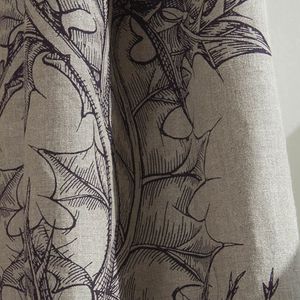 tissu d'ameublement / pour rideaux / à fleurs / en lin