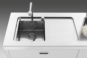 mitigeur en inox / de cuisine / 1 trou / avec douchette extensible