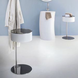 table d'appoint contemporaine / en verre / en acier / ronde