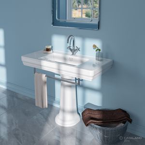 vasque sur pied / rectangulaire / en céramique / contemporaine