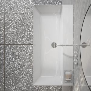 vasque suspendue / rectangulaire / en céramique / contemporaine