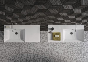 vasque murale / rectangulaire / en céramique / contemporaine