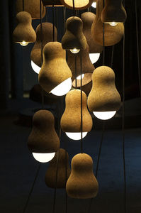 lampe suspension / contemporaine / en liège / à LED