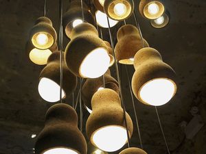 lampe suspension / contemporaine / en liège / à LED