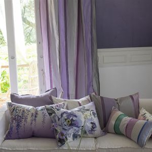 tissu d'ameublement / pour rideaux / à rayures / en soie