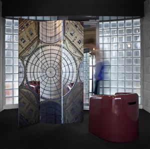 paravent contemporain / en MDF / avec miroir