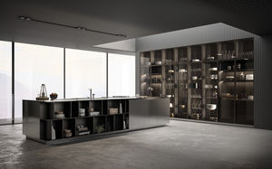 cuisine contemporaine / en bois / avec îlot / laquée