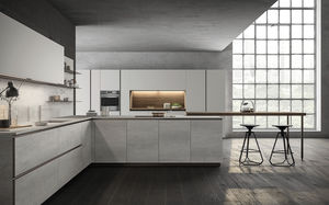 cuisine contemporaine / en bois / en aluminium / en L