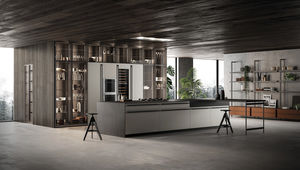 cuisine contemporaine / en bois / avec îlot / laquée