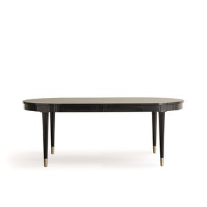 table à manger contemporaine / en bois massif / ovale / à rallonge