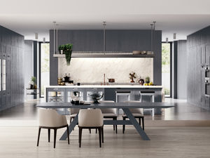 cuisine contemporaine / en bois massif / en chêne / en noyer