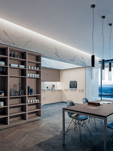 cuisine contemporaine / en plaqué bois / laquée / mate