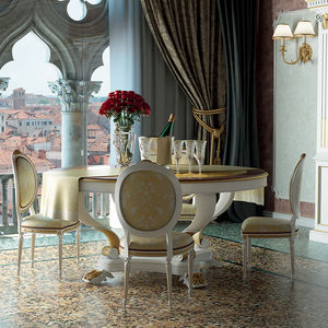 table à manger de style Louis XVI / en bois laqué / ronde