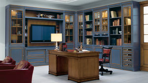 bibliothèque d'angle / de style / en bois laqué / vitrée