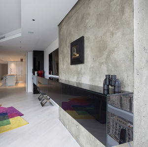 ensemble TV mural contemporain / en bois laqué
