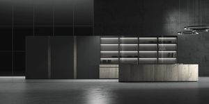 cuisine contemporaine / en bois / en U / sans poignée