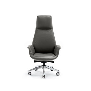 fauteuil de direction contemporain / en cuir / en aluminium / pivotant