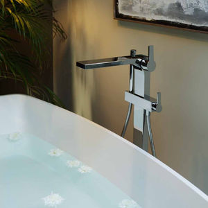 mitigeur pour baignoire / au sol / en métal chromé / 1 trou