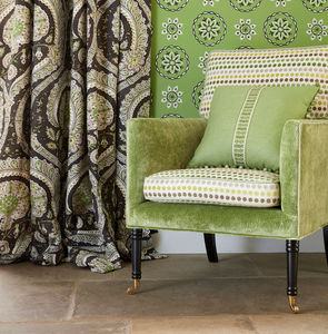 tissu d'ameublement / pour rideaux / à motif / en coton
