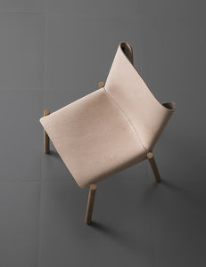 chaise contemporaine / en métal / en bois / en cuir