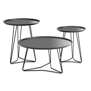 table basse contemporaine / en verre / en métal laqué / en cuir