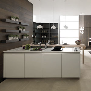 cuisine contemporaine / en stratifié / avec îlot / sans poignée