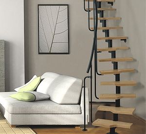 escalier circulaire / structure en métal / marche en bois / sans contremarche