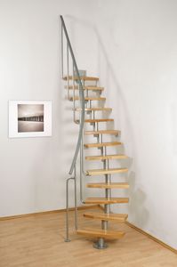 escalier circulaire / structure en métal / marche en bois / sans contremarche