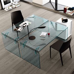 bureau en acier / en aluminium / en verre trempé / contemporain