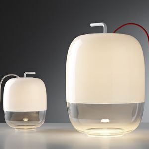 lampe de table / design original / en métal / en verre soufflé
