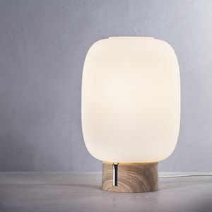lampe de table / contemporaine / en verre soufflé / en frêne