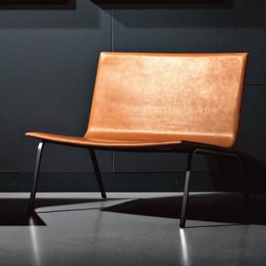 chauffeuse contemporaine / en cuir / grise / marron