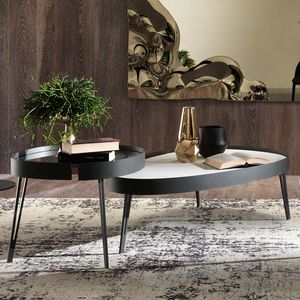 table basse contemporaine / en verre / en métal / en marbre