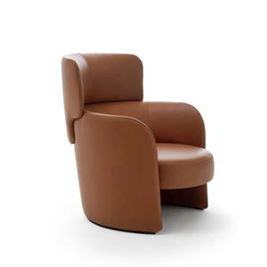 fauteuil contemporain / en cuir / bergère